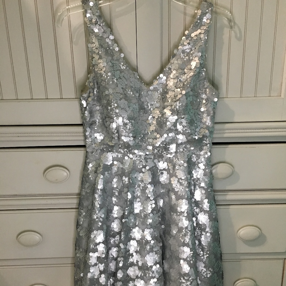 Silver Sequined Homecoming Dress